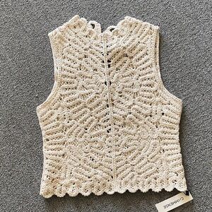 Commense Hand-Crocheted Sleeveless Crochet Top - Cream